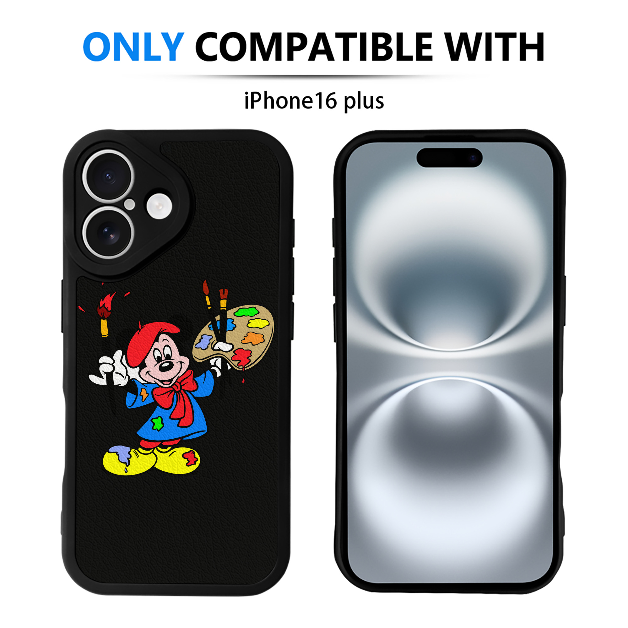 （画像用） ミッキーマウス Mickey Mouse 【iPhone 16シリーズ対応】シリコンスマホケース（レザー調） 材質：シリコン